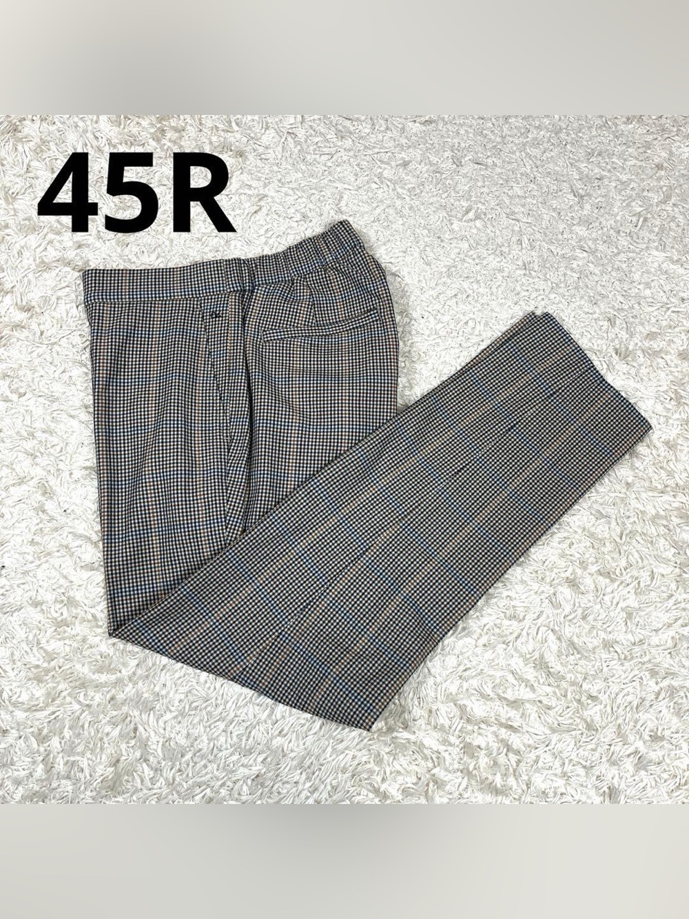 45R Check Pattern Wool Slacks Pants
